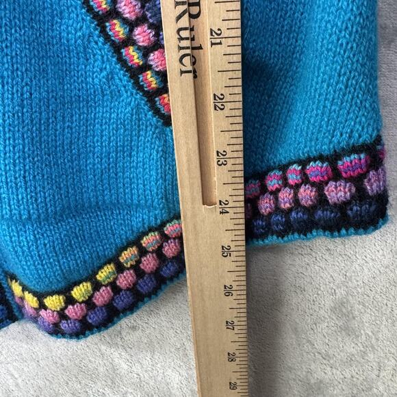 Alpaca Connection Sweater Womens Medium Blue Hooded Zip Llama Knit Cardigan - Picture 10 of 10